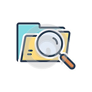 Color illustration icon for Ver, folder and search