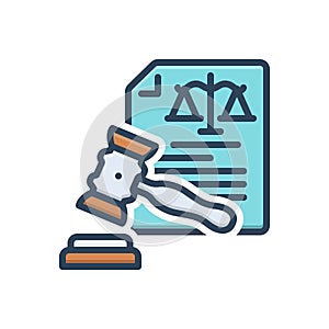 Color illustration icon for Verdict, decision and justice