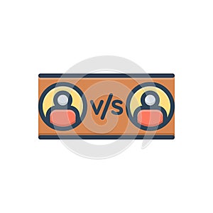 Color illustration icon for Versus, against and opposed