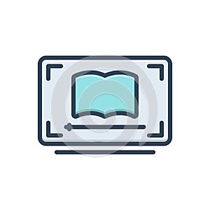 Color illustration icon for Video Lesson, ebook and education