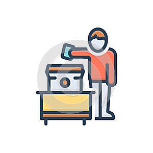 Color illustration icon for Vote, voting and election