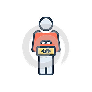 Color illustration icon for Wage, payment and income