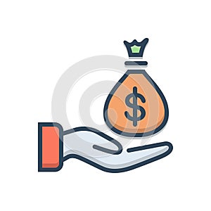 Color illustration icon for Wages, currency and moneys