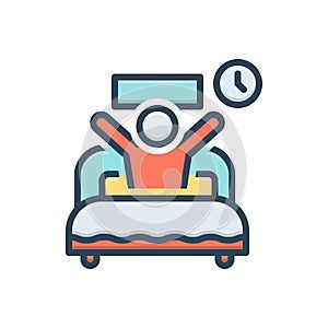 Color illustration icon for Wake, rouse and awaken