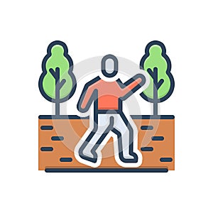 Color illustration icon for Walk, morning walk and exercise