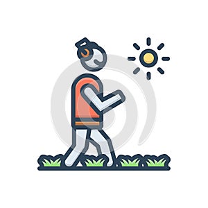 Color illustration icon for Walking, wander and rove