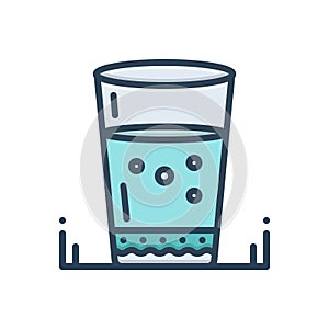 Color illustration icon for Water, glass and drink