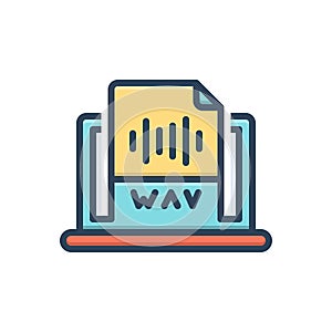 Color illustration icon for Wav, document and format