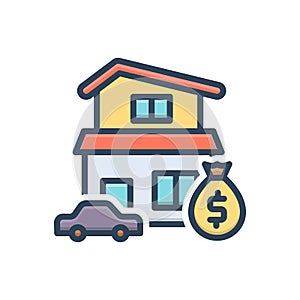 Color illustration icon for Wealth, affluence and property