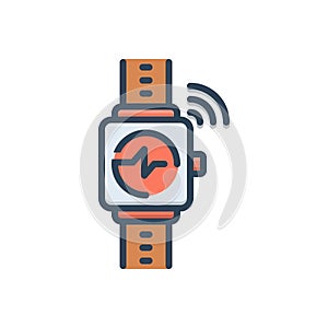 Color illustration icon for wearable tracker, watch wireless and accessory