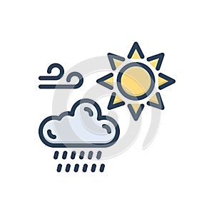 Color illustration icon for Weather, raindrop and season