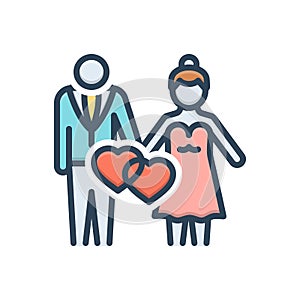 Color illustration icon for Wedding, marriage and wedlock