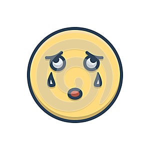 Color illustration icon for Weep, cry and mourn