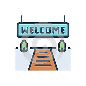Color illustration icon for Welcome, greeting and pleasent