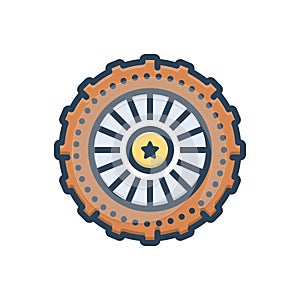 Color illustration icon for Wheel, wagon and transport