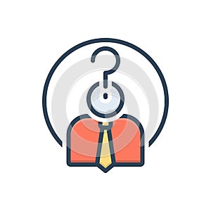 Color illustration icon for who, suspicious and anybody
