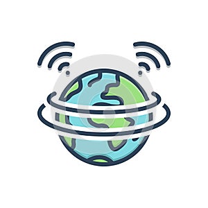 Color illustration icon for Widely, universally and globe