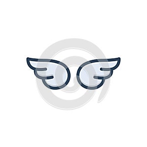 Color illustration icon for Wings, feather and fin