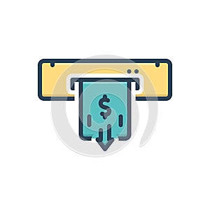 Color illustration icon for Withdraw, atm and cash