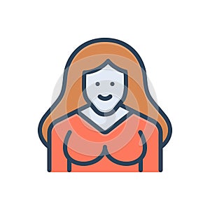 Color illustration icon for Women, female and wife