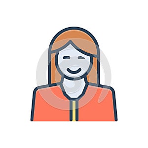 Color illustration icon for Women, lady and lass