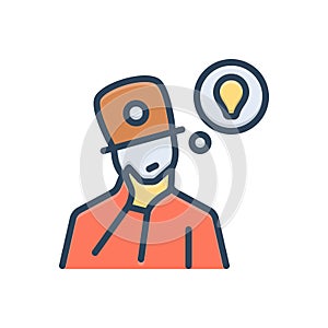 Color illustration icon for Wondering, ponder and thinking