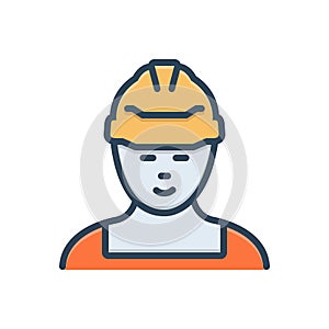 Color illustration icon for Worker, laborer and shopman