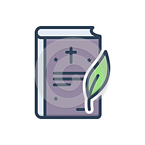 Color illustration icon for Wrote, write and book