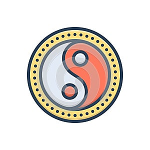 Color illustration icon for Yang, yin and circle