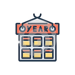 Color illustration icon for Year, month and calendar