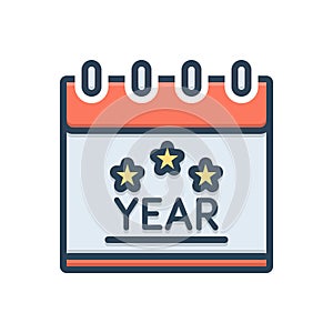 Color illustration icon for Year, month and calendar