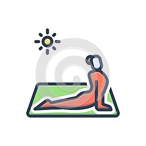 Color illustration icon for Yoga, summation and wellness