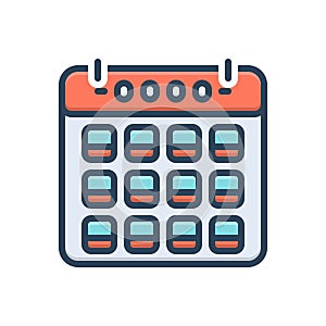 Color illustration icon for Yrs, month and calendar