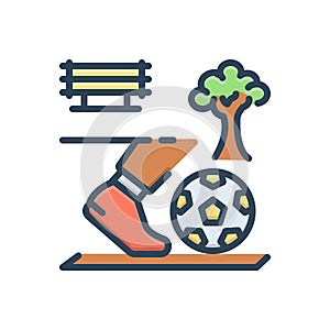 Color illustration icon for zone, kickball and game