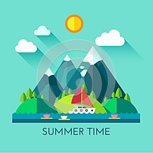 Color illustration of summer time