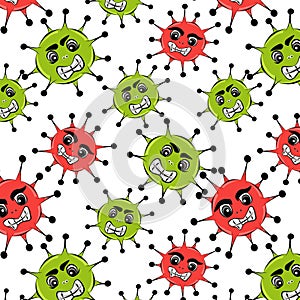 Color illustration of viruses on a white background.