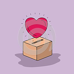 Color image background heart depositing in a carton box
