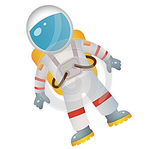 Color image of cartoon astronaut in spacesuit on white background. Space. Vector illustration for kids