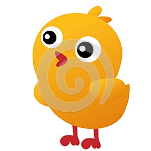 Color image of cartoon chick on white background. Farm animals. Vector illustration for kids