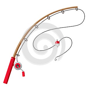 Color image of cartoon fishing rod on white background. Hobby and fishery. Vector illustration photo