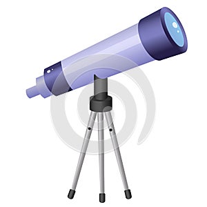 Color image of cartoon telescope on white background. Space and astronomy. Vector illustration for kids