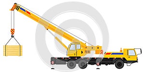 Color image of a crane with a load.