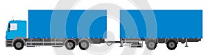 Color image of a freight road train. Vector illustration.