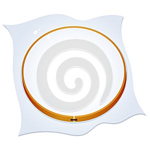 Color image of hoop for embroidery on a white background. Needlework. Vector illustration for handcraft