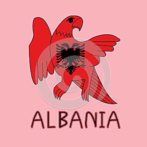 Color Imitation of Albania Flag with Eagle, National Animal