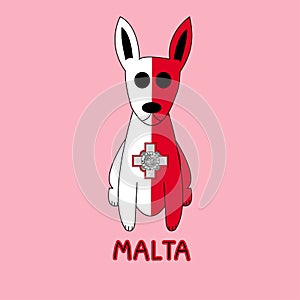 Color Imitation of Malta Flag with Pharaoh Hound, National Animal