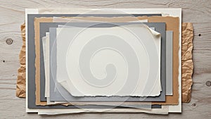 In color including white gray and brown. The top sheet is white with