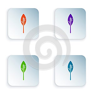 Color Indian feather icon isolated on white background. Native american ethnic symbol feather. Set colorful icons in