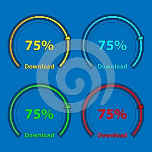 Color indicators for downloading information.