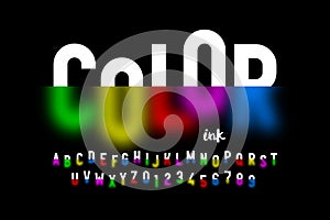 Color ink half-blurred colorful font